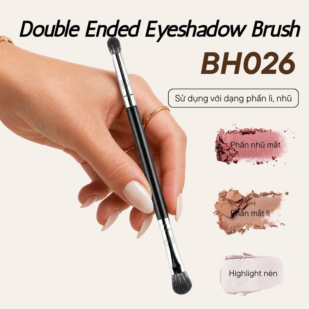 Cọ Tán Mắt Hai Đầu BH Cosmetics Double Ended Eyeshadow Brush BH026